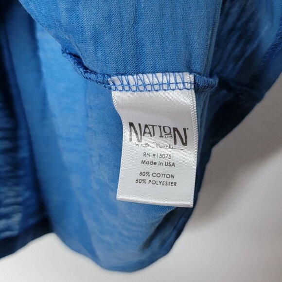 Nation LTD Paulette Ruffle Tank Blue Crew Neck Cotton Women's‎ Size Large L - Picture 4 of 4